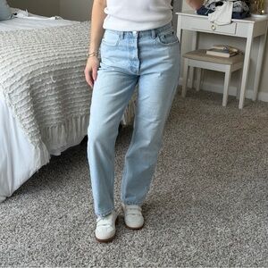 Zara Light Blue High-Rise Straight Jeans - Women